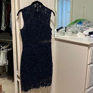 Bardot lace dress navy